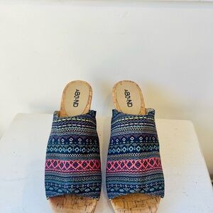 Abound Women's Blue and Pink Patterned Mules Women’s Size 13